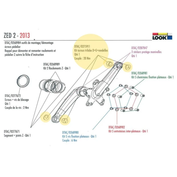 Ecrous Trilob Pour Manivelle Look ZED 2 + Rondelles 3 Ecrous Trilob Pour Manivelle Look ZED 2 + Rondelles